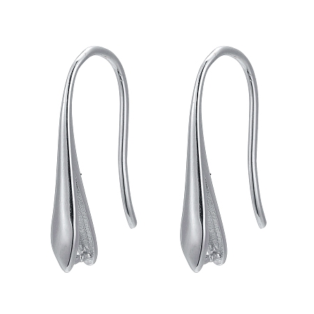 Honeyhandy 925 Sterling Silver Earring Hooks, Carved with 925, Platinum, 18.5x5x3mm, Pin: 0.8mm
