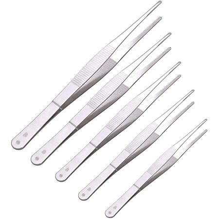 PandaHall Elite 10pcs 5 Size Diamond Tweezers Sets, Precision Jewelry Tweezers Tools with Curved Serrated Tip Gemstone Holder for Hobby, Electronics, Model Making, Jewelry Picking Craft Making Repairing