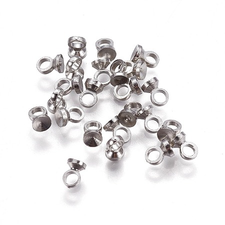 Honeyhandy Brass Bead Cap Pendant Bails, for Globe Glass Bubble Cover Pendants, Platinum, 4x2.8mm, Hole: 1.6mm