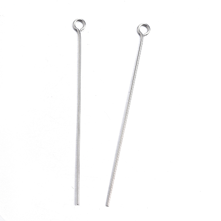 Honeyhandy 304 Stainless Steel Eye Pin, Stainless Steel Color, 48mm, Hole: 2mm, Pin: 0.8mm