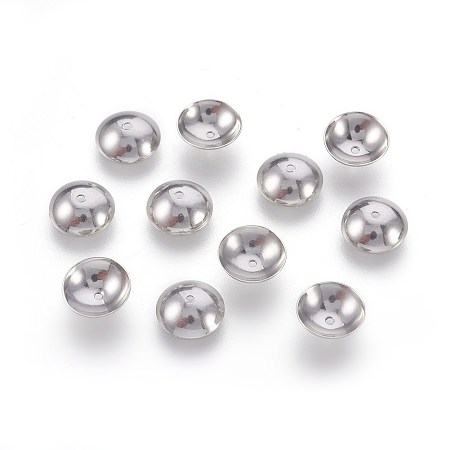 ARRICRAFT 304 Stainless Steel Bead Caps, Apetalous, Stainless Steel Color, 8x2.4mm, Hole: 0.8mm