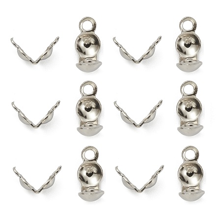 Honeyhandy 304 Stainless Steel Bead Tips, Calotte Ends, Clamshell Knot Cover, Stainless Steel Color, 6x3mm, Hole: 1mm