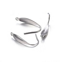 Honeyhandy 316 Surgical Stainless Steel Earring Hooks, with Vertical Loop, Stainless Steel Color, 20x4.5x1mm, Hole: 1.2mm, Pin: 0.8mm
