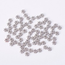 Honeyhandy CCB Plastic Bead Spacers, Flower, Platinum, 4x1mm, Hole: 1mm