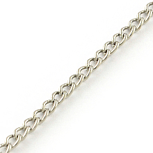 Honeyhandy Unwelded Iron Curb Chains, with Spool, Platinum, 3.4x2.4x0.7mm, about 328.08 Feet(100m)/roll