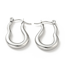 Honeyhandy 304 Stainless Steel Twist Oval Hoop Earrings for Women, Stainless Steel Color, 23.5x17x3.5mm, Pin: 0.8mm