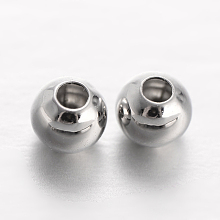 Honeyhandy Round Brass Spacer Beads, Platinum, 3mm, Hole: 1mm