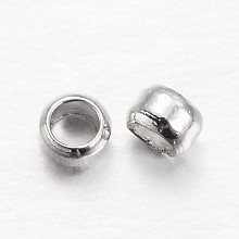 Honeyhandy Rondelle Brass Crimp Beads, Platinum, 2x1mm, Hole: 1mm, about 10000pcs/100g