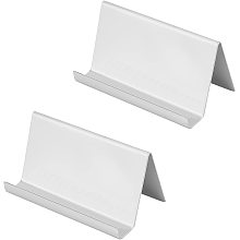 NBEADS 2 Pcs Business Card Holder, Stainless Steel Name Card Holder Desktop Display Stand Metal Business Cards Stand for Name Cards Home and Office Desk