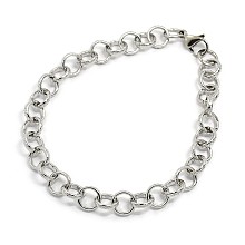 Honeyhandy Tarnish Resistant Fashionable 304 Stainless Steel Engraved Bubbles Cable Chain Bracelets, with Lobster Claw Clasps, Stainless Steel Color, 8-1/8 inch(205mm), 8mm