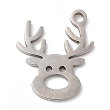 Honeyhandy Christmas 201 Stainless Steel Pendants, Elk Charm, Stainless Steel Color, 15.5x12.5x1mm, Hole: 1.5mm