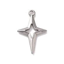 Honeyhandy 304 Stainless Steel Pendants, Star, Stainless Steel Color, 27.5x17x2.5mm, Hole: 2.2mm