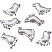 UNICRAFTALE 10pcs Footprint Pendants Cute First Step Feet Charms Stainless Steel Charms for DIY Necklace Bracelet Jewelry Making 16x12x4mm, Hole 1mm