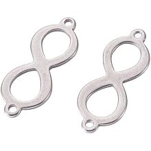 UNICRAFTALE 100pcs 304 Stainless Steel Links Infinity Connector Charms Silver Tone 1.2mm Hole Linking Charms for Bracelet Necklace Making Connectors Jewelry Findings 21.5x8x1mm