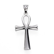 Honeyhandy 304 Stainless Steel Pendants, Ankh Cross, Stainless Steel Color, 44.5x25x2.5mm, Hole: 5x8.5mm