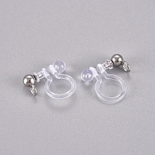 Honeyhandy 304 Stainless Steel and Plastic Clip-on Earring Findings, Stainless Steel Color, 11x11x3mm, Hole: 1.8mm