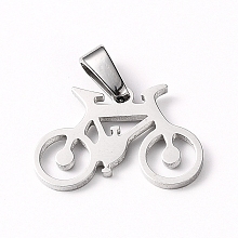 Honeyhandy 304 Stainless Steel Pendants, Bicycle, Stainless Steel Color, 15.5x24x1.5mm, Hole: 8x3mm