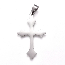 Honeyhandy 304 Stainless Steel Pendants, Cross, Stainless Steel Color, 48x29x1.5mm, Hole: 10x4.5mm