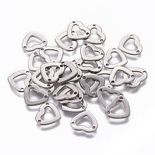 Honeyhandy 201 Stainless Steel Links connectors, Heart, Stainless Steel Color, 10x11x0.8mm, Hole: 1.2mm