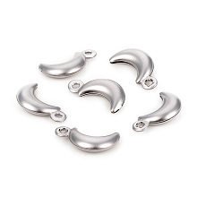 Honeyhandy 304 Stainless Steel Charms, Moon, Stainless Steel Color, 16x8.3x3.3mm, Hole: 1.5mm