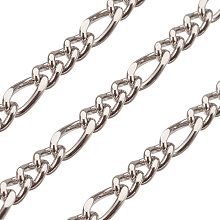 UNICRAFTALE About 10m/roll Stainless Steel Figaro Chains Silver Tones Chains Unwelded with Spool Chain Necklace for DIY Jewelry Making 4~6x2.8x0.6mm