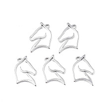 Honeyhandy 304 Stainless Steel Pendants, Horse, Stainless Steel Color, 22x17x1.5mm, Hole: 1.8mm