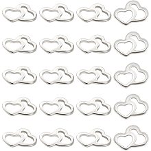 UNICRAFTALE About 60pcs Heart to Heart Charms 304 Stainless Steel Pendants Hypoallergenic Metal Pendant for DIY Craft Jewelry Making