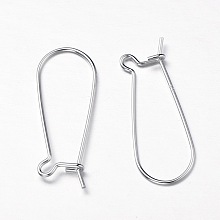 PandaHall Elite 925 Sterling Silver Earring Hoop Components Kidney Wires Hooks 33x12.7mm Lever Back Earrings, 4pcs/bag