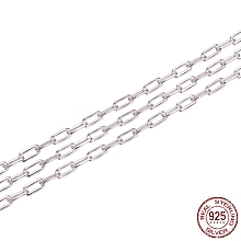 Honeyhandy Anti-Tarnish Rhodium Plated 925 Sterling Silver Paperclip Chains, Soldered, Platinum, 4.7x1.7mm