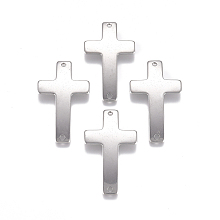 Honeyhandy 304 Stainless Steel Links connectors, Cross, Stainless Steel Color, 35.5x20.5x1.5mm, Hole: 1.6mm