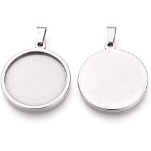 UNICRAFTALE 2pcs 40mm Round Pendant Cabochon Settings Stainless Steel Pendants Bezel Pendant Large Trays Blanks Setting for Jewelry Making DIY Findings 46x43x2.5mm, Hole 7.5x3.5mm