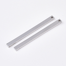 Honeyhandy 201 Stainless Steel Pendants, Bar, Stainless Steel Color, 49.5x3.5x1.5mm, Hole: 1.5mm