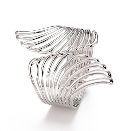 Alloy Hollow Wing Wrap Cuff Bangle, Chunky Wide Hinged Open  Bangle for Women, Platinum, Inner Diameter: 2-1/8x2 inch(5.35x5.2cm)