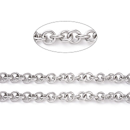 Honeyhandy 304 Stainless Steel Rolo Chains, with Spool, for Jewelry Making, Unwelded, Stainless Steel Color, 8.5x2mm, about 16.4 Feet(5m)/roll