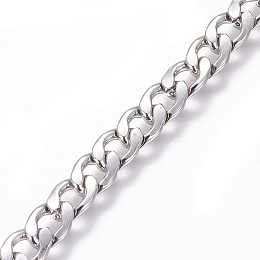 Honeyhandy 201 Stainless Steel Cuban Link Chains, Chunky Curb Chains, Twisted Chains, Unwelded, Stainless Steel Color, 5.5mm, Links: 7.8x5.5x1.5mm