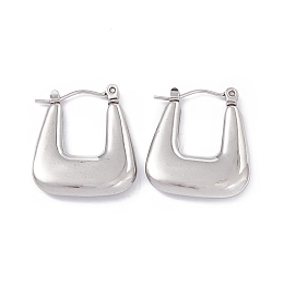 Honeyhandy Non-Tarnish 304 Stainless Steel Trapezoid Thick Hoop Earrings for Women, Stainless Steel Color, 22x19.5x3.7mm, Pin: 0.7mm