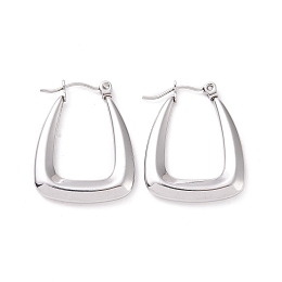 Honeyhandy Non-Tarnish 304 Stainless Steel Hoop Earrings for Women, Trapezoid, Stainless Steel Color, 25.5x20x3mm, Pin: 0.8mm