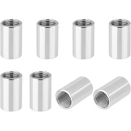 SUPERFINDINGS 10Pcs Pipe Thread Coupler Stainless Steel Pipe Fittings Straight Female Thread 1.02''x0.63'' Straight Nipple Joint Pipe Connection, Hole: 12mm