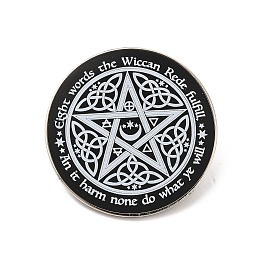 Honeyhandy Sailor's Knot with Star Alloy Brooch, Word Eight Words the Wiccan Rede Fulfill Badge for Backpack Clothes, Black, 30x1.8mm