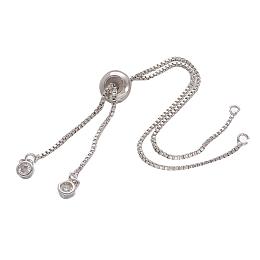 ARRICRAFT 20pcs Rack Plating Environmental Brass Chain Bracelet Makings with Rhinestone, Long-Lasting Plated, Slide Extender Chain, Cadmium Free & Lead Free, Silver