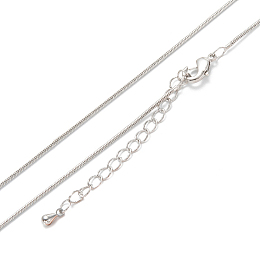 Honeyhandy Brass Snake Chain Necklaces, Long-Lasting Plated, Real Platinum Plated, 16.34 inch(41.5cm)