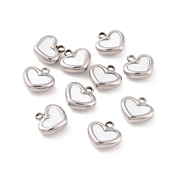 Honeyhandy 304 Stainless Steel Pendants, with Shell, Heart, Stainless Steel Color, 11x11x4mm, Hole: 1.8mm