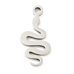 Honeyhandy 304 Stainless Steel Pendants, Snake, Stainless Steel Color, 17x8x1mm, Hole: 1.5mm