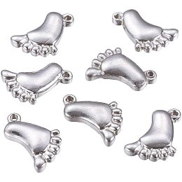 UNICRAFTALE 10pcs Footprint Pendants Cute First Step Feet Charms Stainless Steel Charms for DIY Necklace Bracelet Jewelry Making 16x12x4mm, Hole 1mm