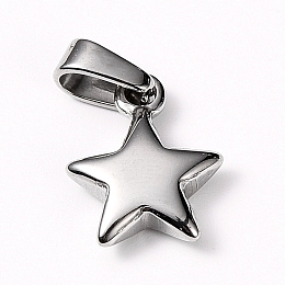 Honeyhandy 304 Stainless Steel Charms, Star, Stainless Steel Color, 13.5x10.5x3.5mm, Hole: 6x3mm