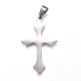 Honeyhandy 304 Stainless Steel Pendants, Cross, Stainless Steel Color, 48x29x1.5mm, Hole: 10x4.5mm