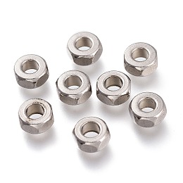 Honeyhandy 202 Stainless Steel Beads, Rondelle, Faceted, Stainless Steel Color, 6x3mm, Hole: 3mm