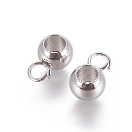 Honeyhandy 304 Stainless Steel Tube Bails, Loop Bails, Round, Stainless Steel Color, 9.5x4.5x6mm, Hole: 2.5mm, Inner Diameter: 3mm