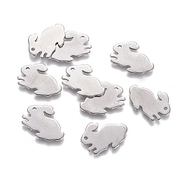 Honeyhandy 201 Stainless Steel Bunny Charms, Rabbit, Stainless Steel Color, 11.5x16x0.7mm, Hole: 1mm