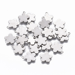 Honeyhandy 201 Stainless Steel Charms, Flower, Stainless Steel Color, 13.5x12x1mm, Hole: 1.2mm